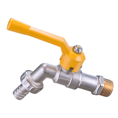 Water Tap Support OEM Brass Bibcock Valve With Yellow Iron Handle Heavy Garden Tap